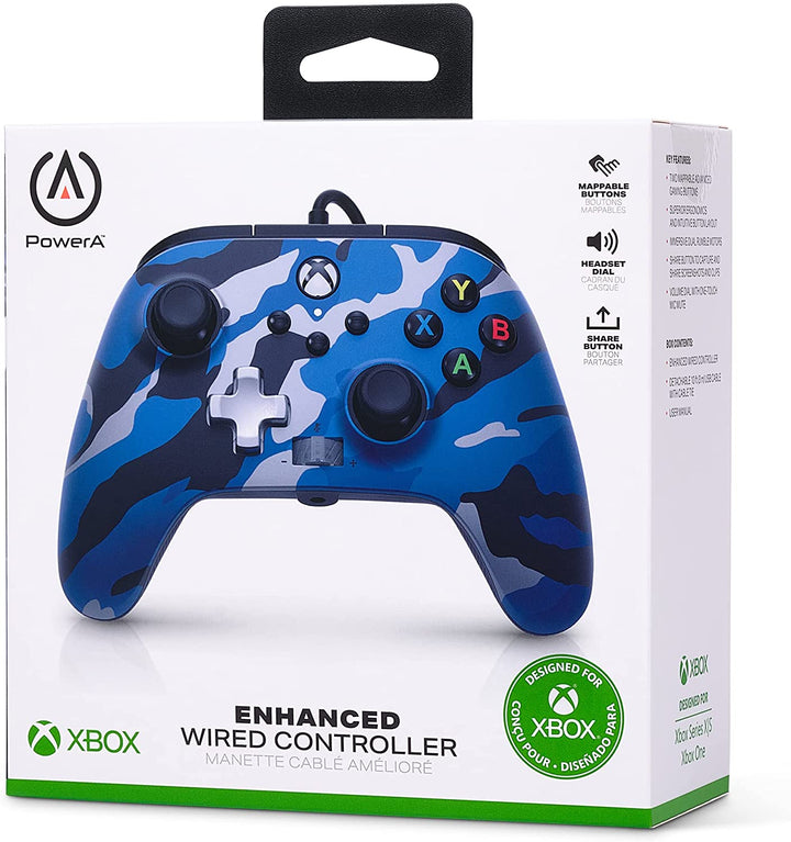 PowerA Enhanced Wired Controller - Xbox Series X|S & Xbox One Edition (Metallic Blue Camo) (1518911-02)