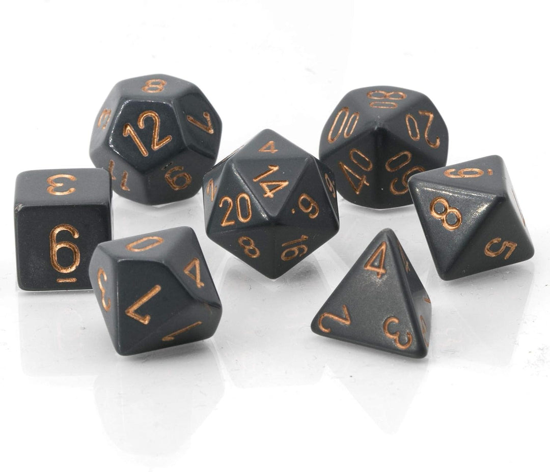 Chessex CHX25420 Dice-Opaque Dark Grey/Copper Set