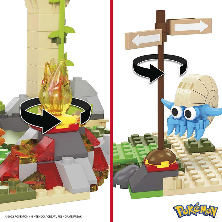 MEGA Pokemon Jungle Ruins building set, Cubone, Charmander and Omanyte figures