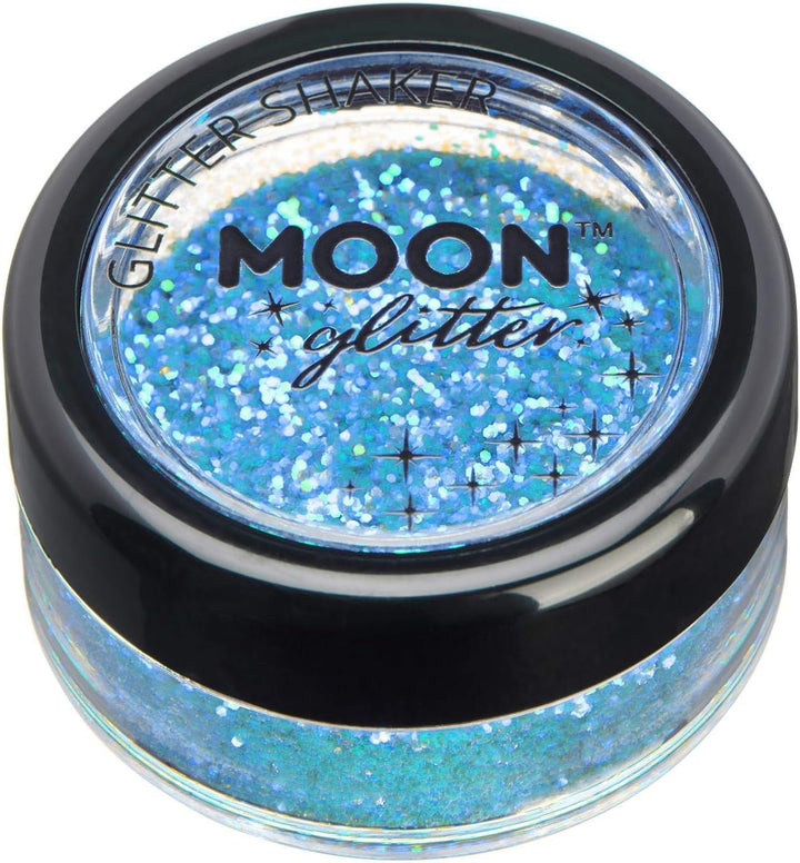 Iridescent Glitter Shakers by Moon Glitter - Blue - Cosmetic Festival Makeup Glitter for Face, Body, Nails, Hair, Lips - 5g