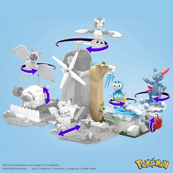 MEGA Pokémon Action Figure Building Toys, Piplup and Sneasel's Snow Day with 171 Pieces and Motion, 2 Poseable Characters, for Kids