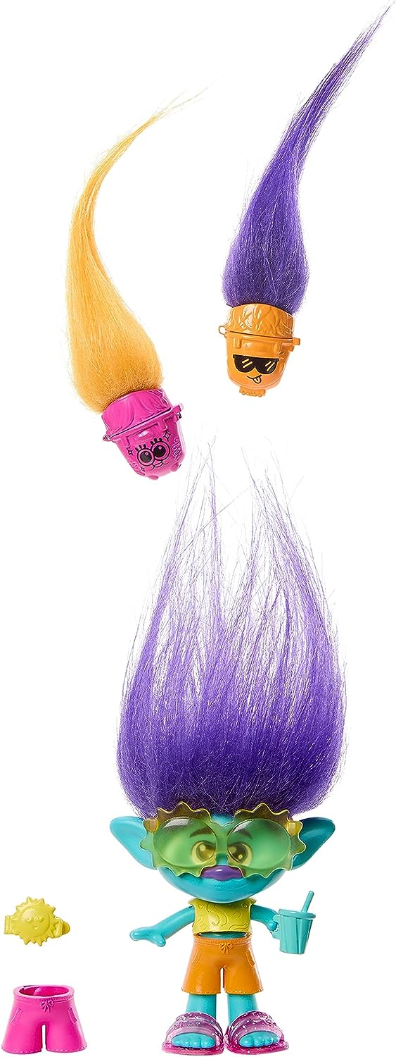 DreamWorks Trolls Band Together Hair Pops Branch Small Doll with Removable Clothes & 3 Surprise Accessories