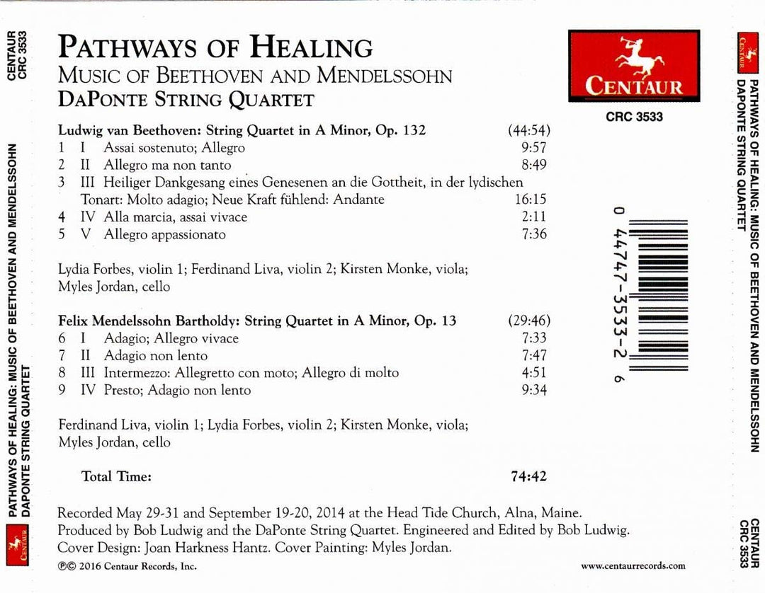 DaPonte String Quartet - Pathways To Healing: Music of Beethoven and Mendelssohn [Audio CD]