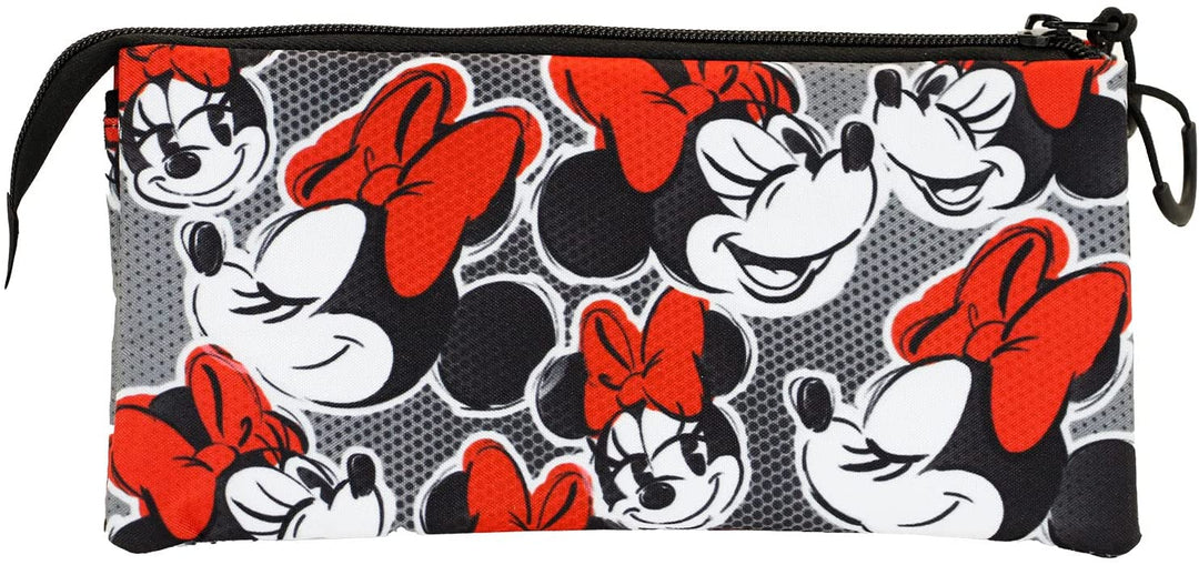 Minnie Mouse Lashes-Fan Triple Pencil Case, Red