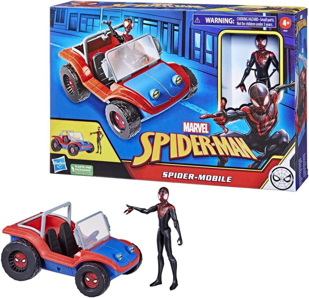 Hasbro Marvel Spider-Man Spider-Mobile 15-cm-scale Vehicle and Miles Morales Act