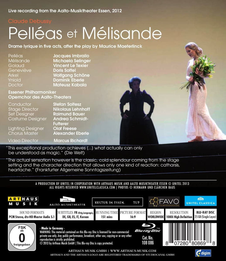 Debussy: Pelleas Et Melisande [Jacques Imbrailo, Michaela Selinger, Vincent Le Texier] [Arthaus: 108086] [2013] - [Blu-Ray]