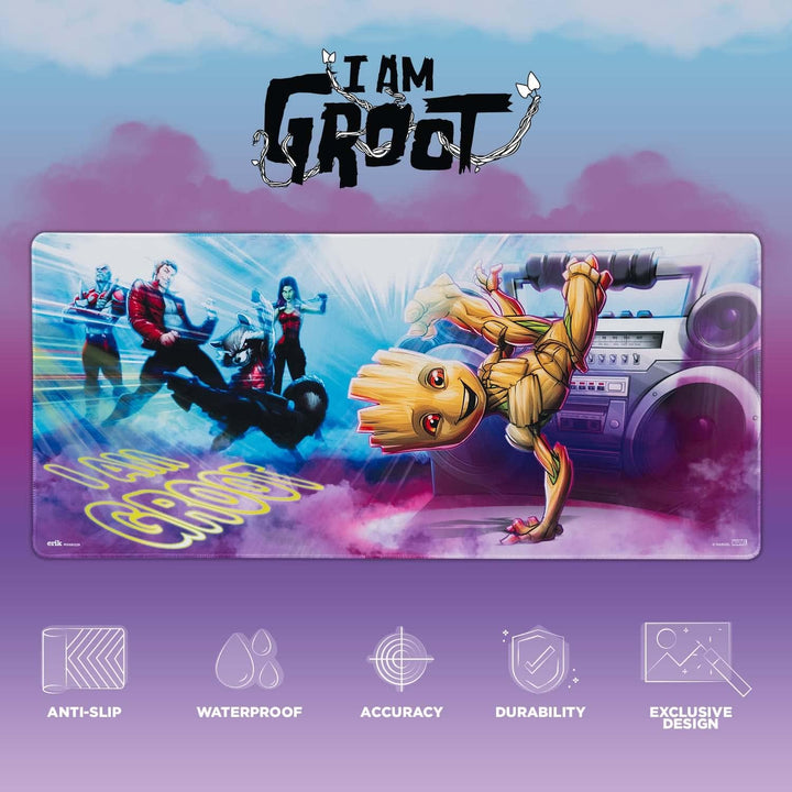 Grupo Erik Marvel Groot XXL Mouse Mat - Desk Pad - 31.5 Inch x 13.78 Inch Non-Slip Rubber Base Mouse Pad