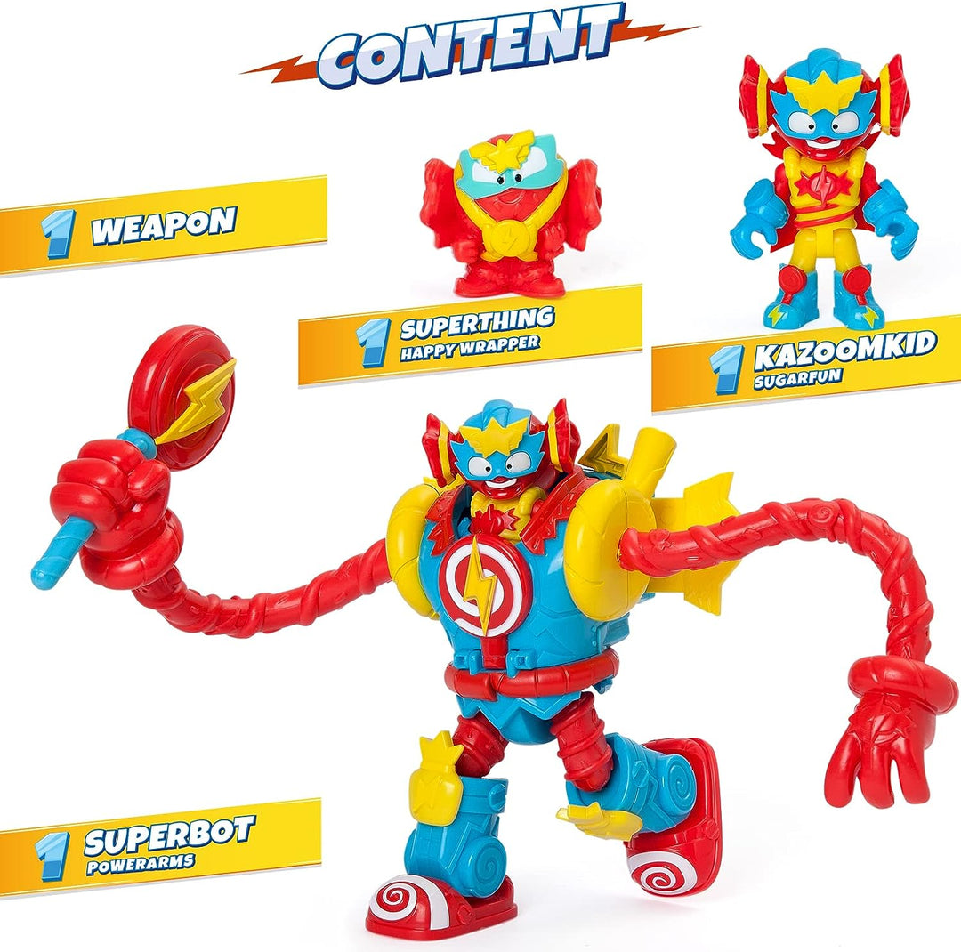 SUPERTHINGS Superbot Power Arms Sugarfun – Articulated hero robot with flexible arms and combat accessory