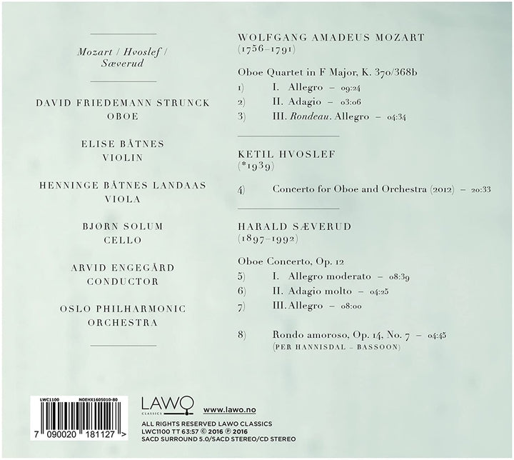 David Strunck - Mozart, Hvoslef, Sæverud [Audio CD]