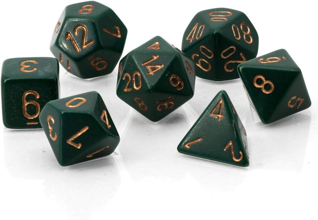 Chessex CHX25415 Dice-Opaque Dusty Green/Copper Set