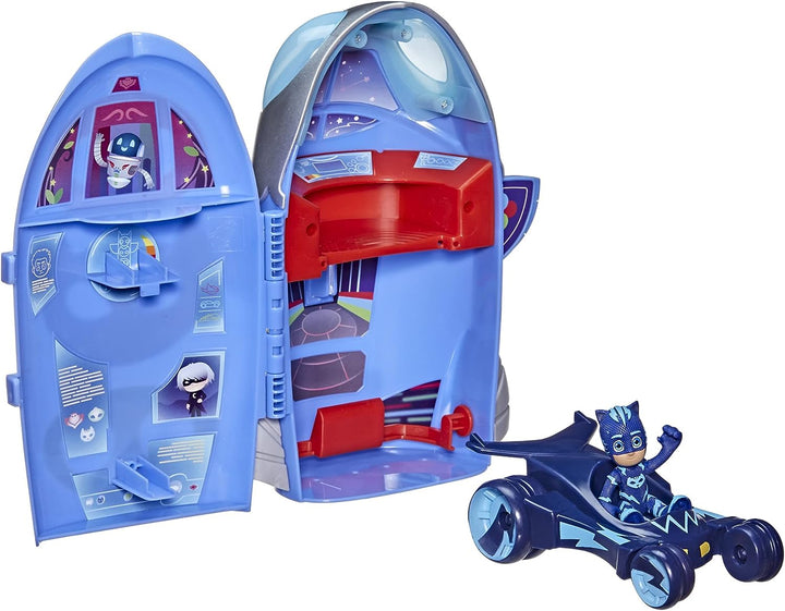 PJ MASKS F20985L0 2-in-1 HQ Playset, Headquarters and Rocket Preschool Toy with Action Figure and Vehicle for Kids Ages 3 and Up