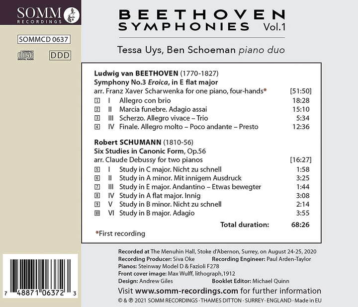 Beethoven: Symphonies [Tessa Uys; Ben Schoeman] [Somm Recordings: SOMM 0637] [Audio CD]