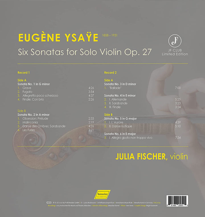 Ysaÿe: Six Sonatas for Solo Violin [Julia Fischer] [Hanssler Classics: HC20051] [Vinyl]