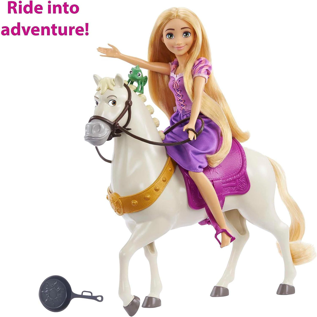 Disney Princess Toys, Rapunzel Doll with Maximus Horse, Pascal Figure, Brush and Riding Accessories