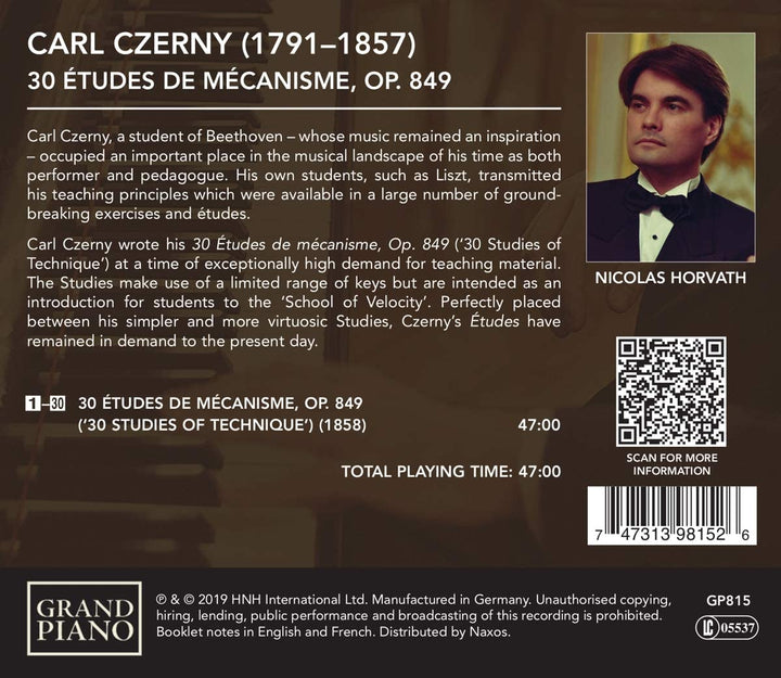 Czerny: 30 Etudes Horvath [Nicolas Horvath] [Grand Piano: GP815] [Audio CD]