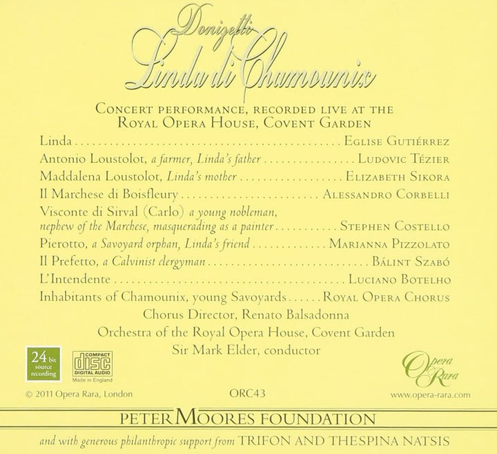 Donizetti: Linda di Chamounix [Audio CD]