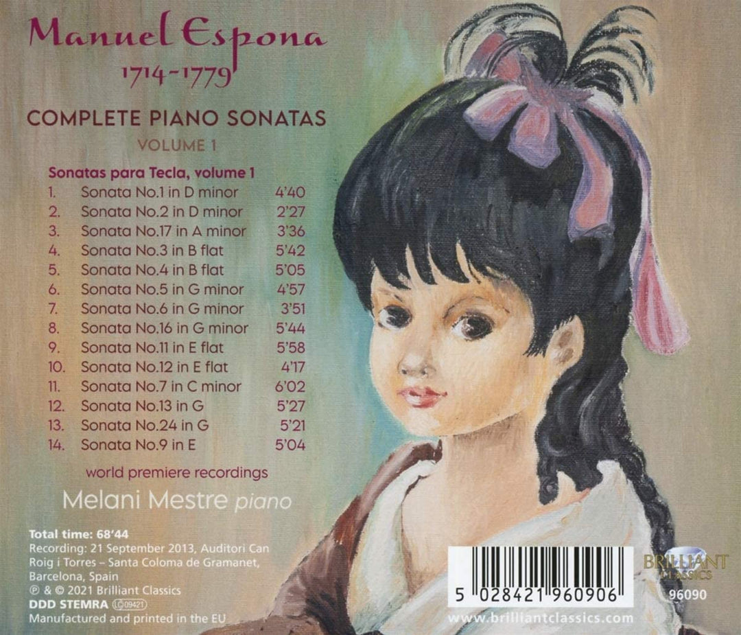 Espona: Complete Piano Sonatas, volume 1 [Audio CD]