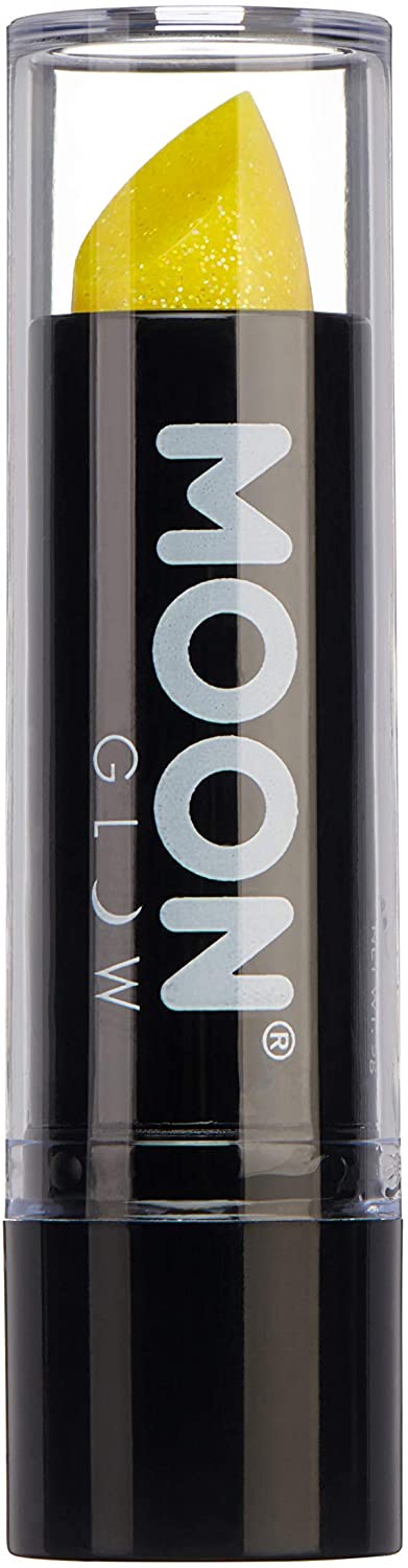 Neon UV Glitter Lipstick by Moon Glow - Yellow - Bright Neon Coloured Lipstick - Glows under UV