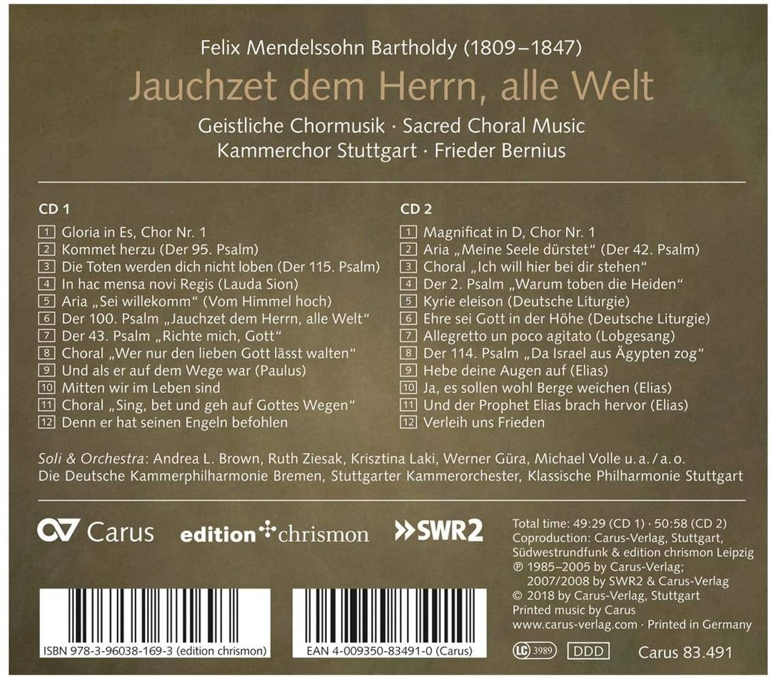 Kammerchor Stuttgart; Frieder Bernius - Jauchzet Dem Herrn Alle Welt [Audio CD]