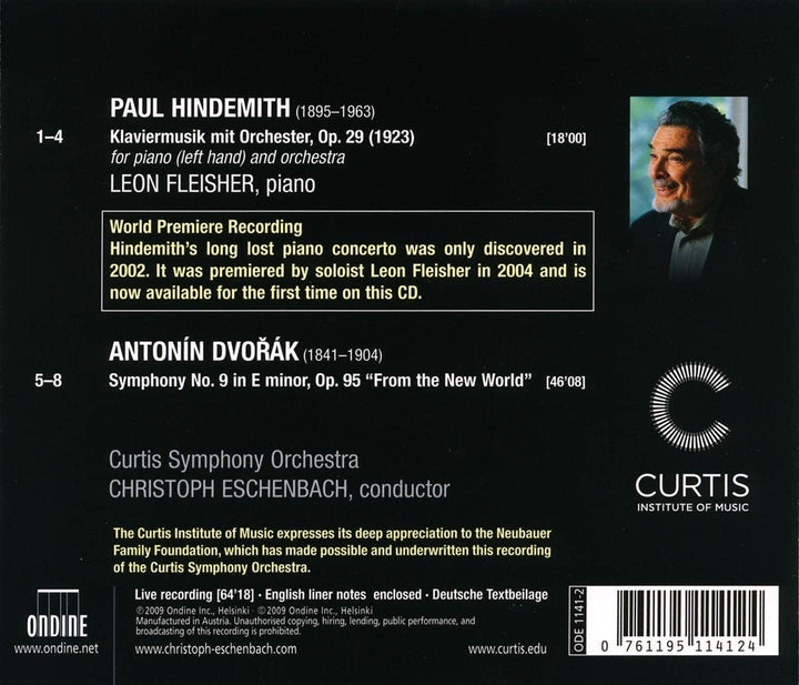 Leon Fleisher - Hindemith: Klaviermusik mit Orchester / Dvorak: Symphony 9 [Audio CD]