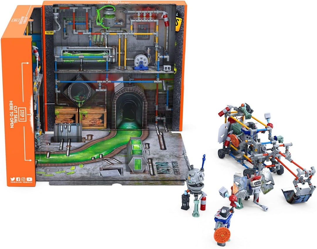 HEXBUG JUNKBOTS Large Factory Habitat Metro Sewer System, Surprise Toy Playset