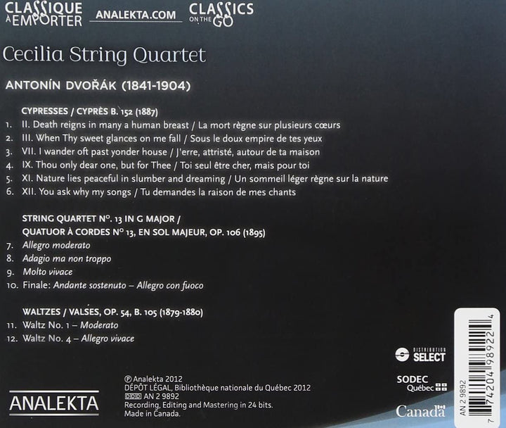 Cecilia String Quartet - Dvorak: String Quartet 13, Cypresses, Waltzes [Audio CD]