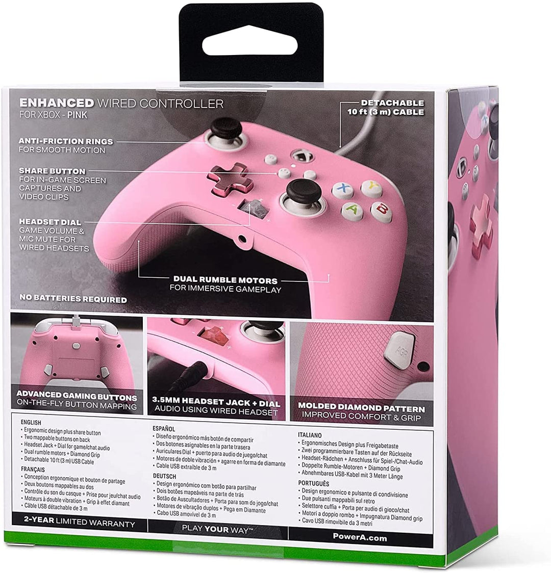 PowerA Enhanced Wired Controller for Xbox - Pink Inline, Gamepad, Wired Video Ga