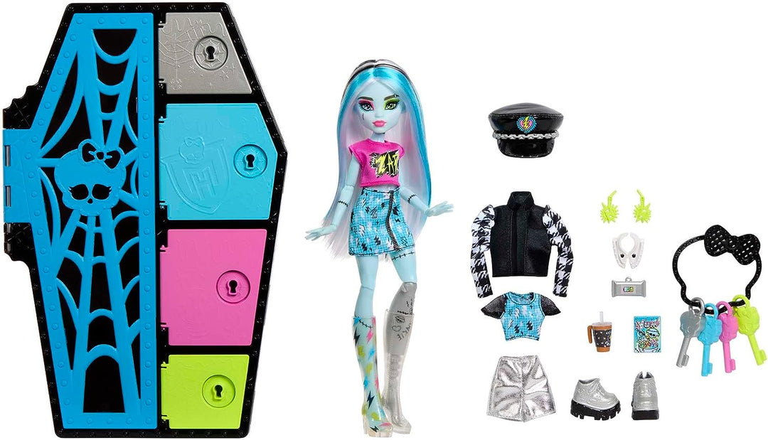 Monster High Doll and Fashion Set, Frankie Stein with Dress-Up Locker and 19+ Surprises