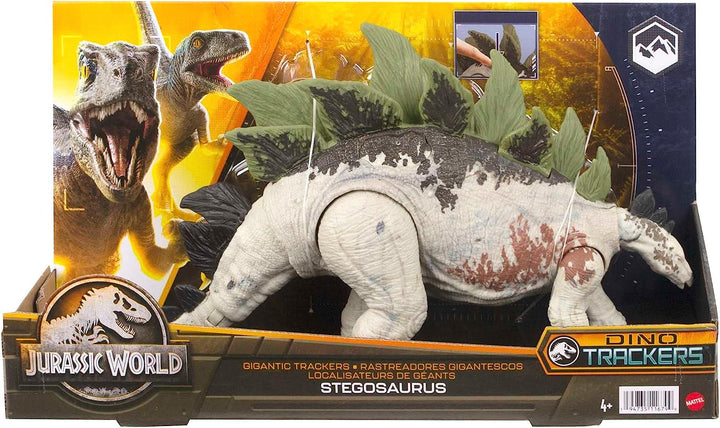 ?Jurassic World Dominion Dinosaur Figure Gigantic Trackers Stegosaurus with Attack Motion & Tracking Gear