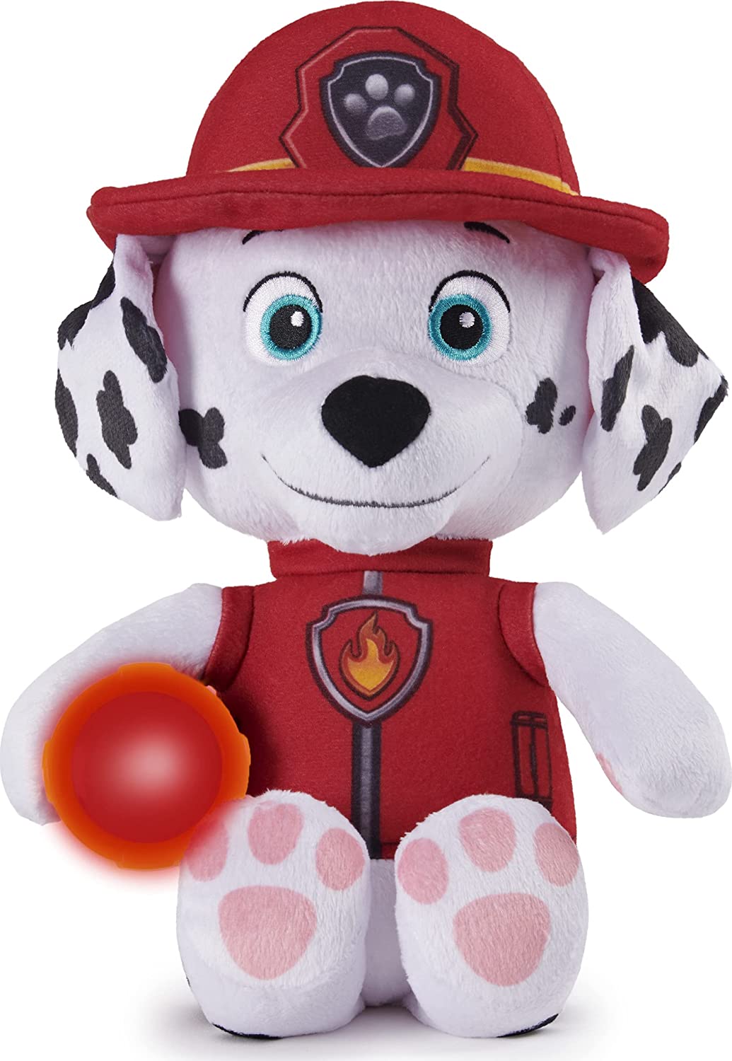 Paw Patrol 6059298, Peluche Marshall Snuggle Up avec torche et sons, pour les enfants de 3 ans et plus
