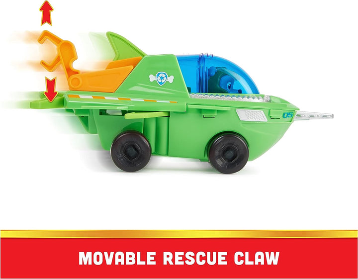 Paw Patrol Aqua Pups Rocky Transforming Sawfish Vehicle with Collectible Action Figure