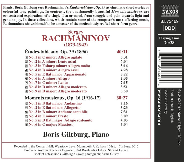 Rachmaninov:Etudes-Tableaux [Boris Giltburg] [Naxos: 8573469] [Audio CD]