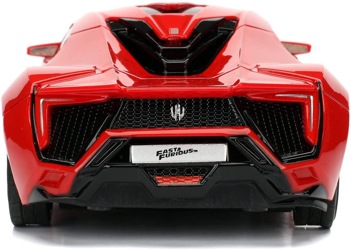 Jada Toys Fast & Furious Lykan Hypersport 253203020 Remote Control 2-Channel Radio Control Turbo Function RC Car Drives Forwards-Backwards, Left-Right, Scale 1:24, Red