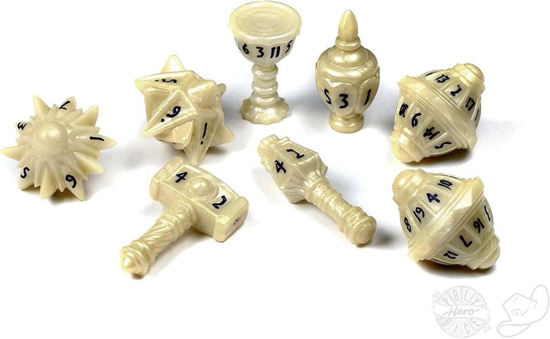 PolyHero Cleric 8 Dice Set Celestial Ivory Dice Set