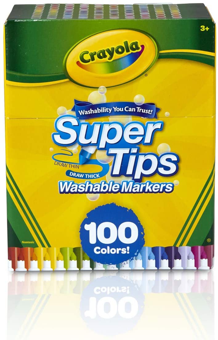 Crayola Super Tips Washable Markers (Pack of 100, Multi-Colour)