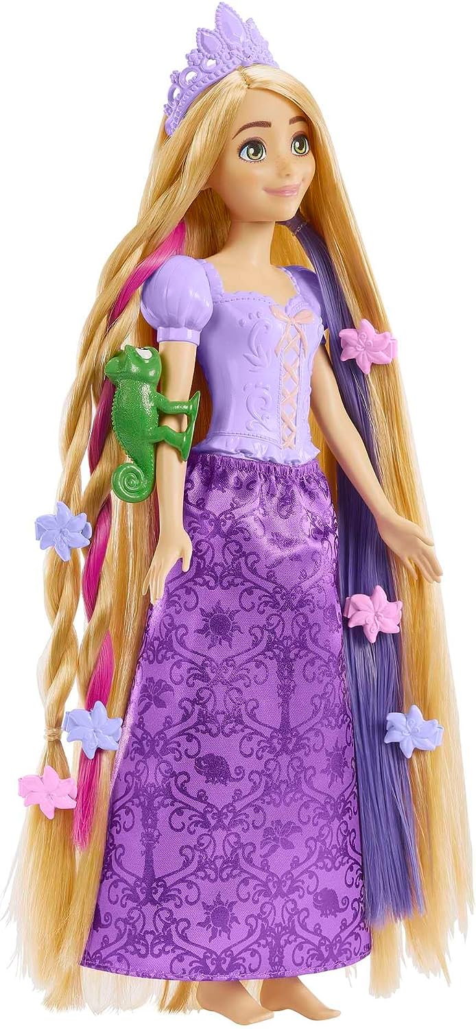 Disney Princess Toys, Rapunzel Doll with Color-Change Hair Extensions and with Hairstyling Pieces and Doll Accessories