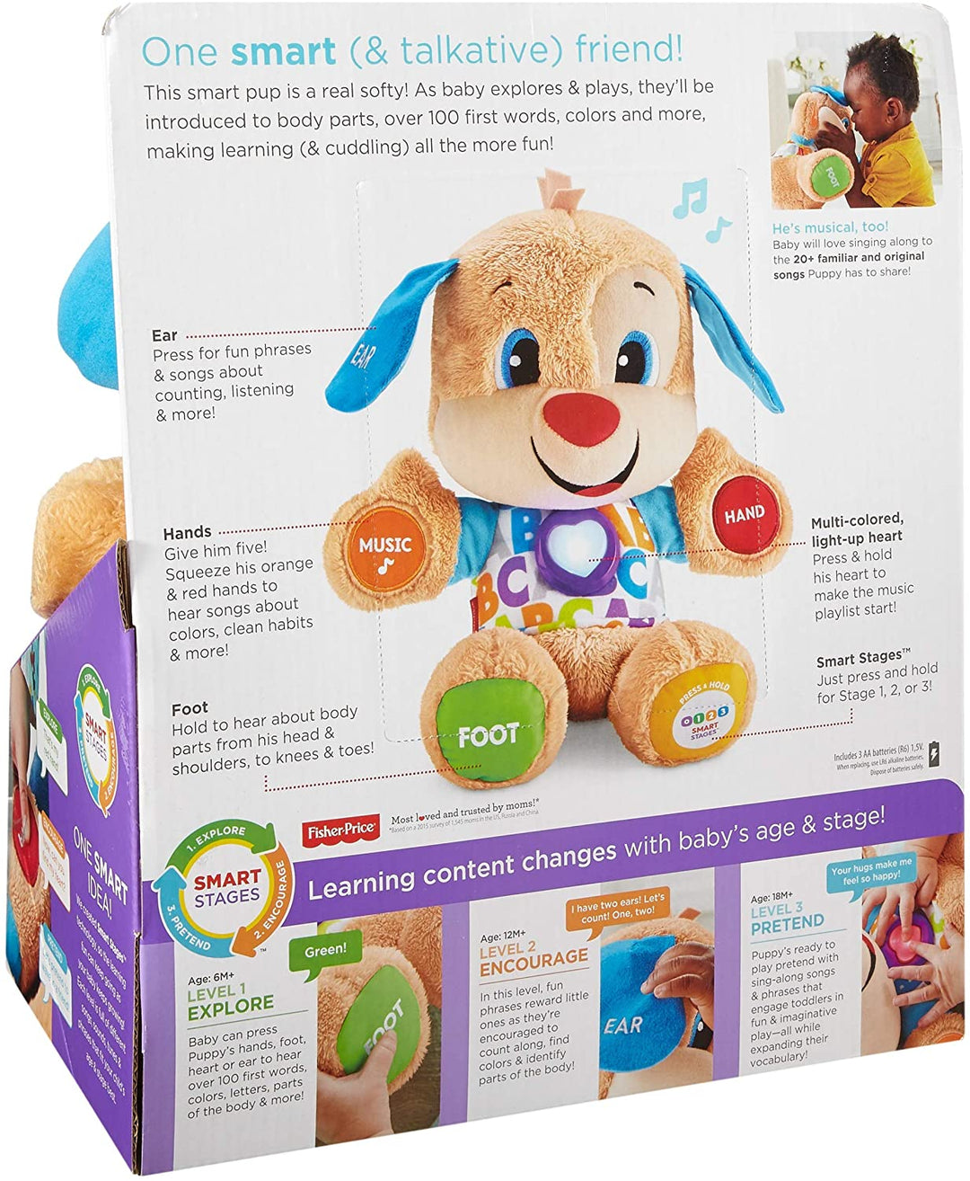 Fisher-Price FPM43 Smart Stages Puppy, Laugh and Learn Soft Educational Electronic Toddler Learning Toy with Music and Songs, Suitable for 6 Months+