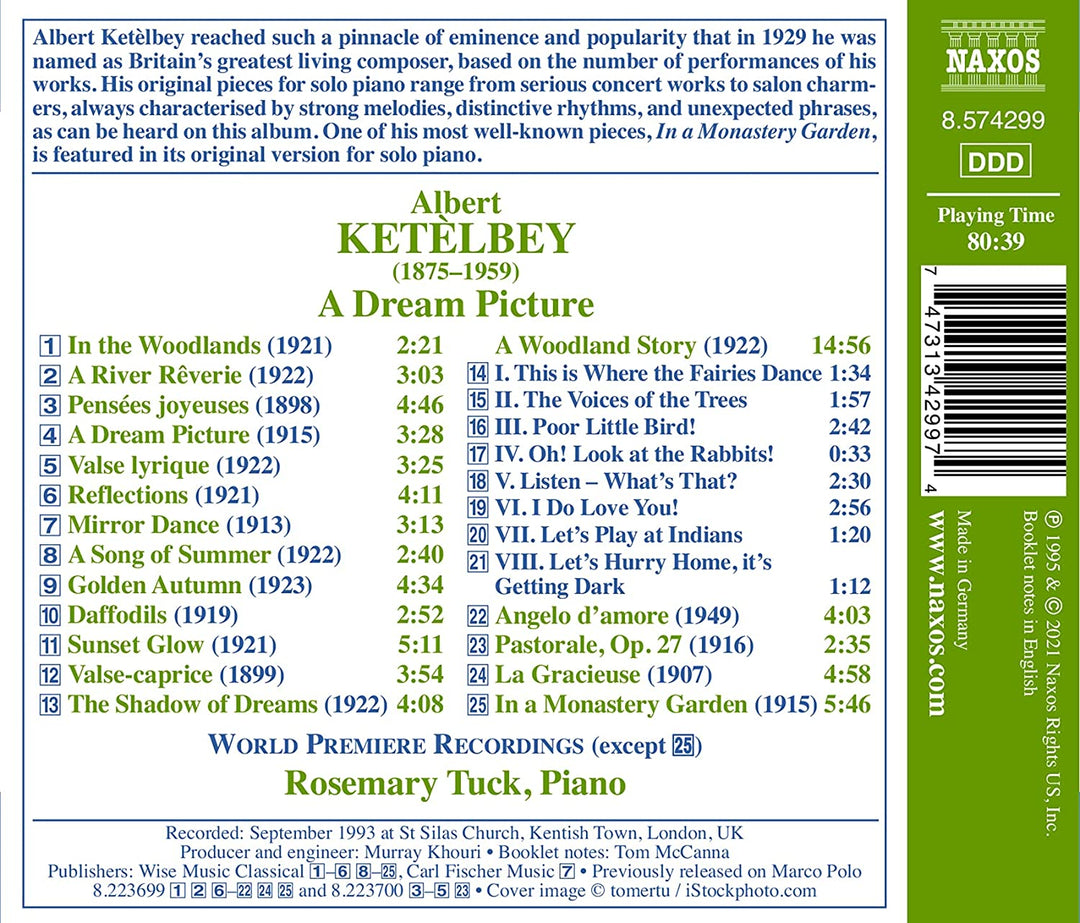 Rosemary Tuck - Ketelbey: A Dream Picture [Rosemary Tuck] [Naxos: 8574299] [Audio CD]