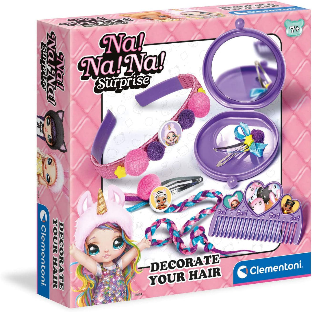 Clementoni 18656 Na Surprise-Decorate Set Kids' Craft 7 Years Old, Girls Hair Ac