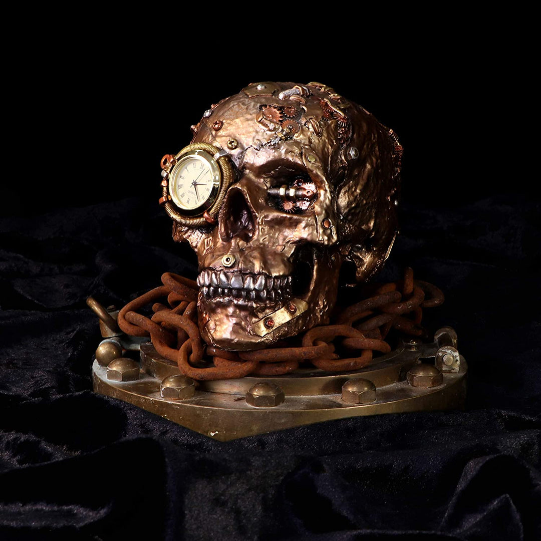 Nemesis Now Scrapped Skull Steampunk Skeleton Figurine, Bronze, 19cm