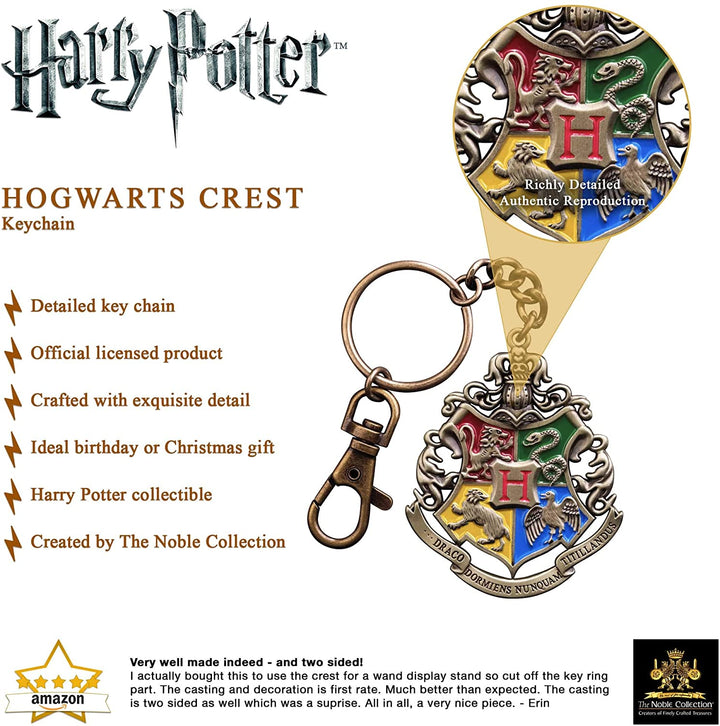 The Noble Collection Harry Potter Hogwarts Crest Keychain - 2in (4.5cm) Hand-enamelled Hogwarts School Keychain - Harry Potter Film Set Movie Props Gifts Merchandise