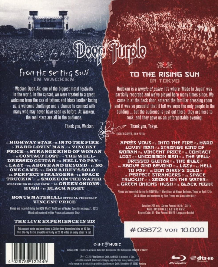 Deep Purple : du soleil couchant au Wacken... au lever... [Blu-ray]
