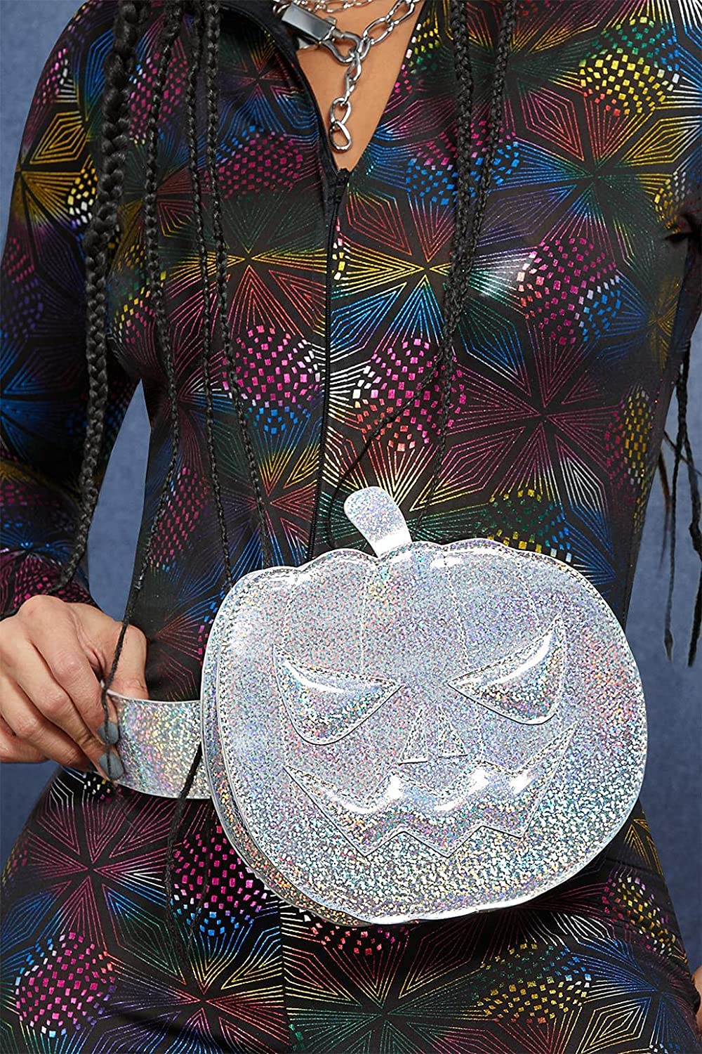 Smiffys Fever Holographic Pumpkin Bum Bag