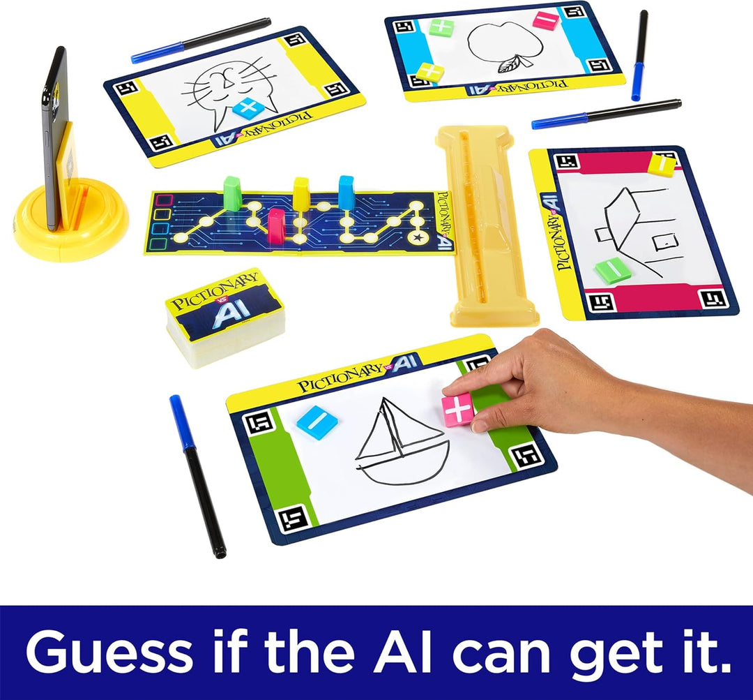 Mattel Games Pictionary VS AI, Family Board Game for Kids and Adults, Engaging Gift for Kids, Drawing Game with Artificial Intelligence for 2 to 4 Teams with Multiple Players