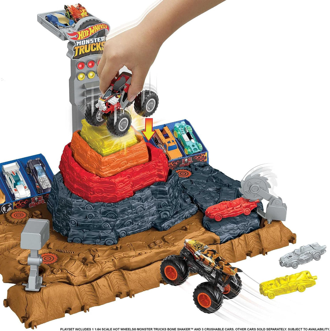 ?Hot Wheels Monster Trucks Arena Smashers Bone Shaker Ultimate Crush Yard Playset