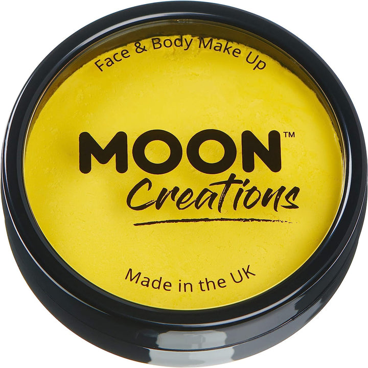 Pro Face & Body Paint Cake Pots by Moon Creations - Bright Yellow - Professional Water Based Face Paint Makeup for Adults, Kids - 36g