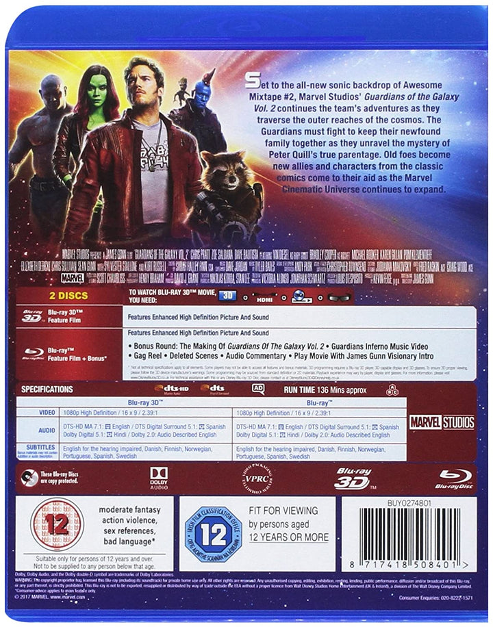 Guardians of the Galaxy Vol. 2 (2017) - Blu-ray (Region Free) (‎BUY0274801)