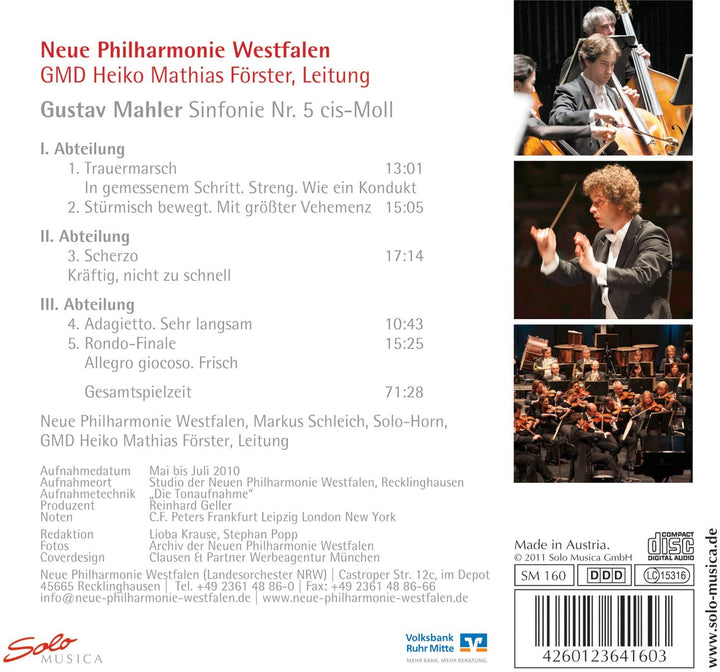 Mahler: Symphony No. 5 In C Sharp Minor (Solo Musica: SM160) [Audio CD]