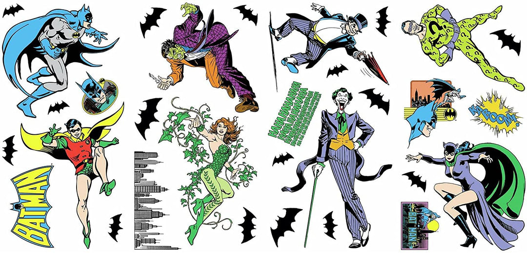 RoomMates RMK4938SCS Batman Villains Peel and Stick Decals, Blue, Green, Black