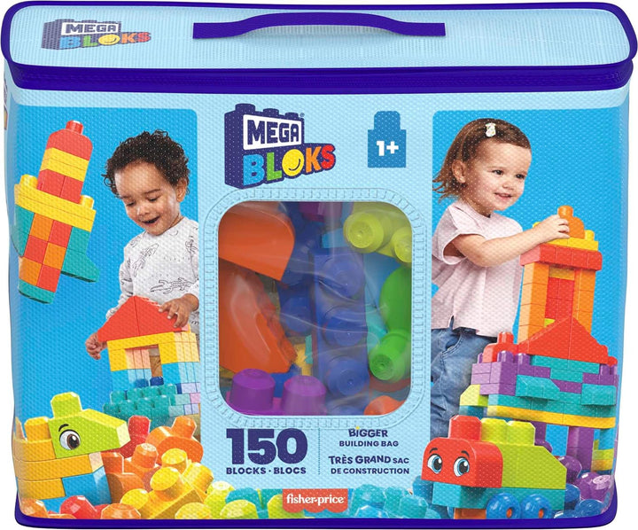 ?MEGA BLOKS Bigger Building Bag building set with 150 big and colorful building blocks, and 1 storage bag